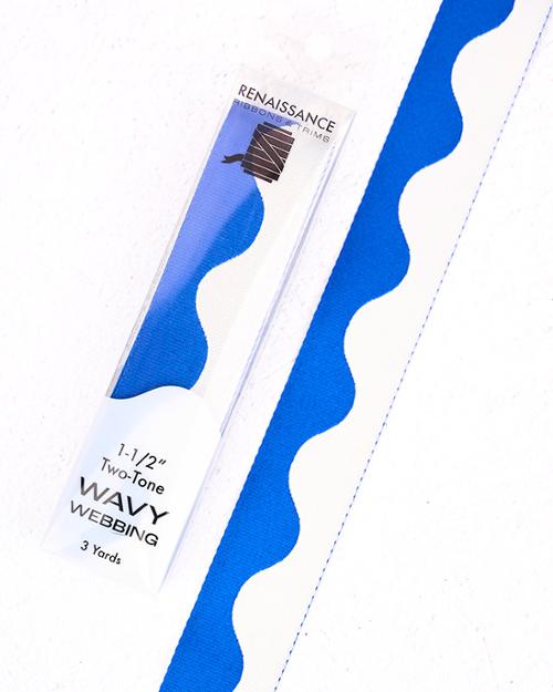 Renaissance Ribbons | Two-Tone Wavy Webbing | 1 1/2" Webbing | 3yd | Cobalt