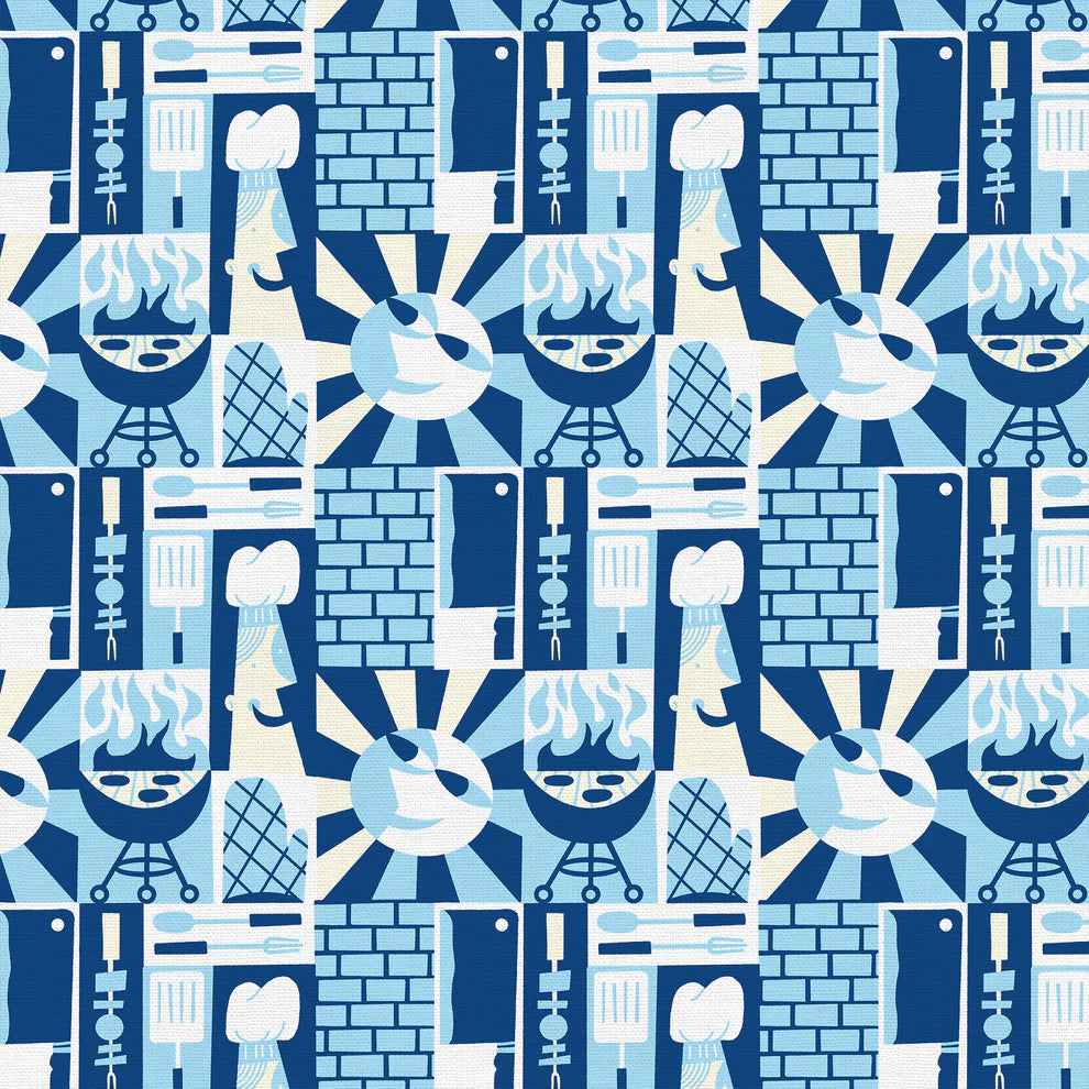 Paintbrush Studio Fabrics | BBQ Block Party | Grill | Blue