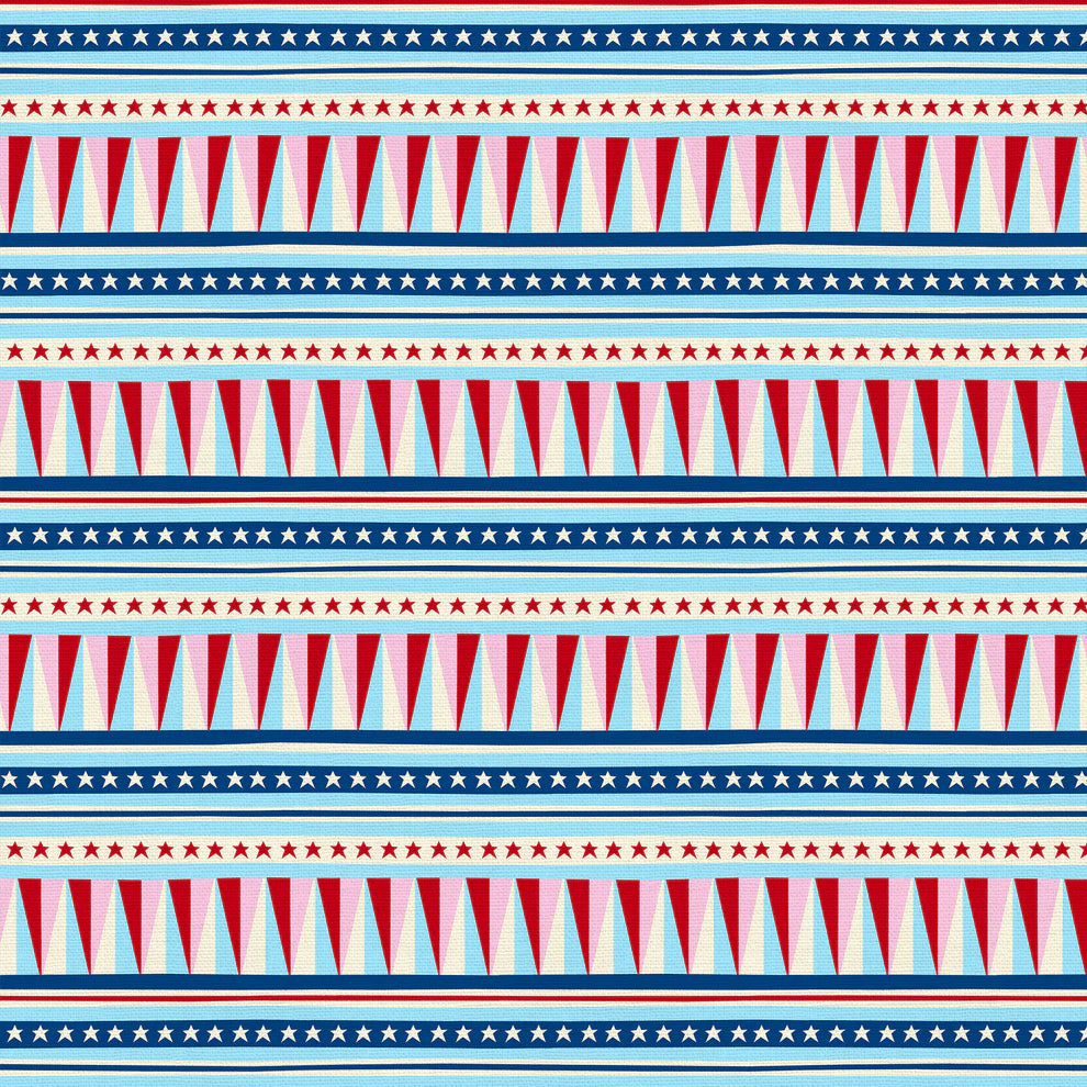 Paintbrush Studio Fabrics | BBQ Block Party | Triangle Stripe | Blue