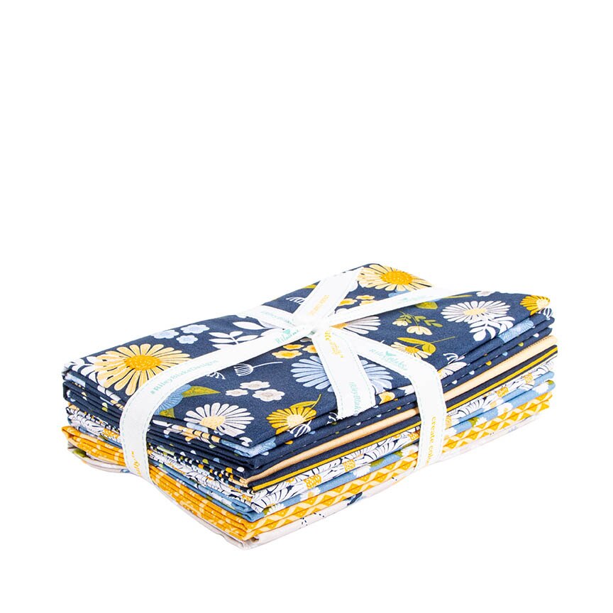 Sunshine & Dandelions 1 Yard Bundle Navy, 7 Pcs.