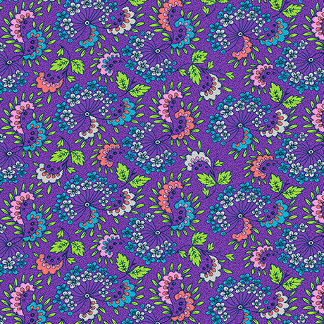 QT Fabrics | Floral Flirtation | Floral Flare | Purple