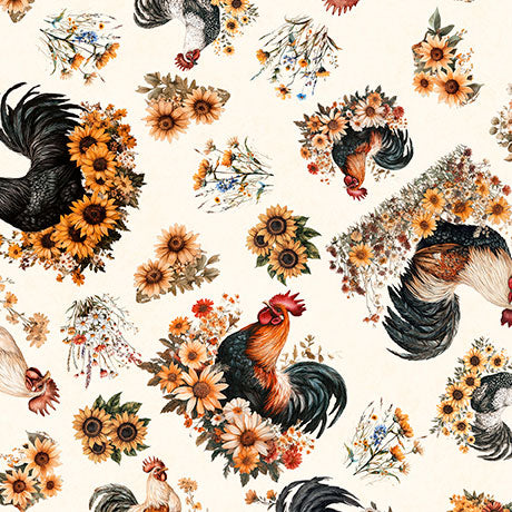 Ink & Arrow | Rule of Roost | Tossed Rooster & Flowers | Cream
