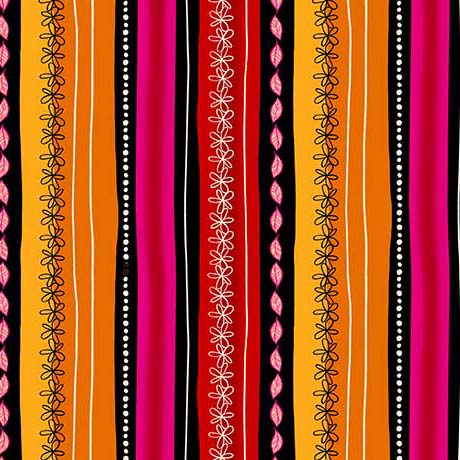 QT Fabrics | Blooms of Joy | Decorative Stripe | Black | Cynthia Frenette