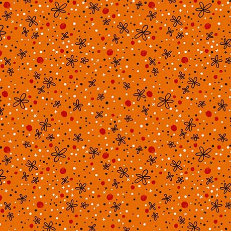 QT Fabrics | Blooms of Joy | Flowers & Confetti | Tangerine | Cynthia Frenette