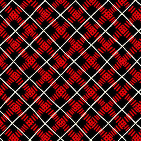 QT Fabrics | Blooms of Joy | Diagonal Plaid | Black | Cynthia Frenette
