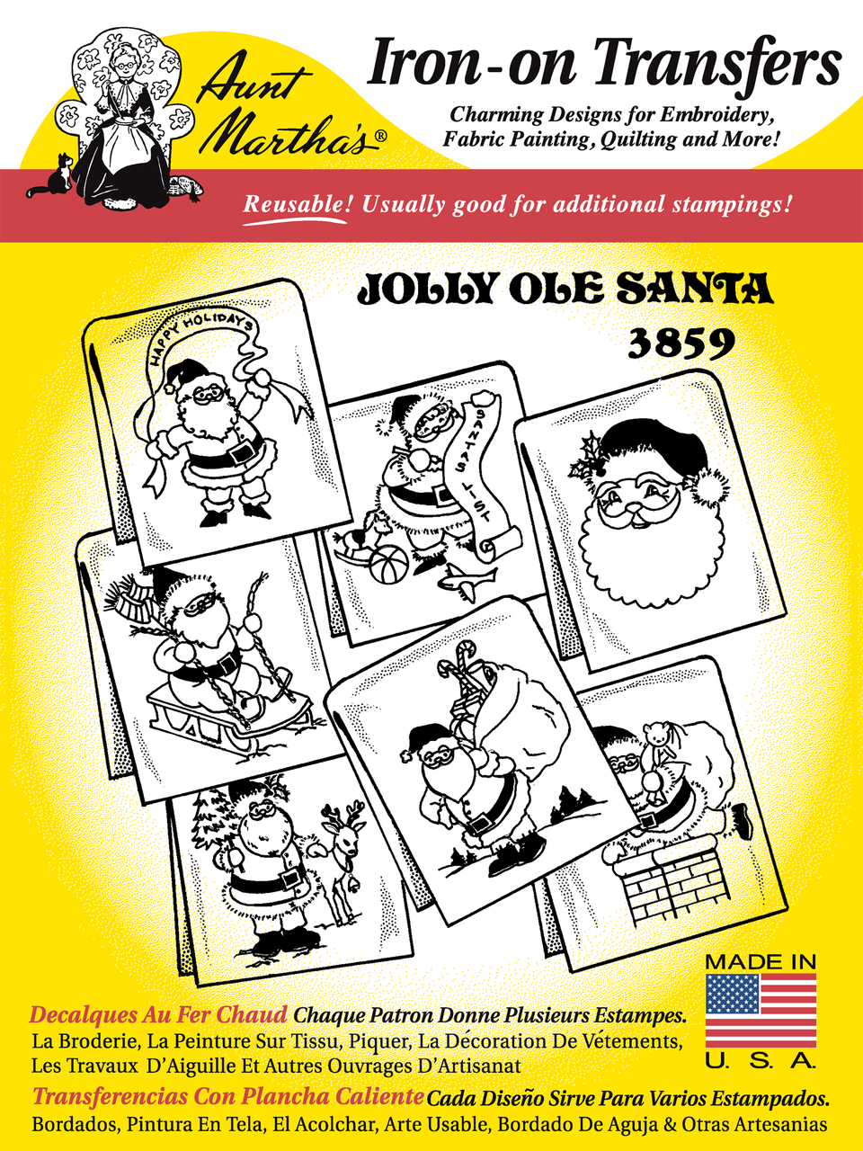 Aunt Martha’s | Embroidery Transfer Pattern | #3859 | Jolly Old Santa