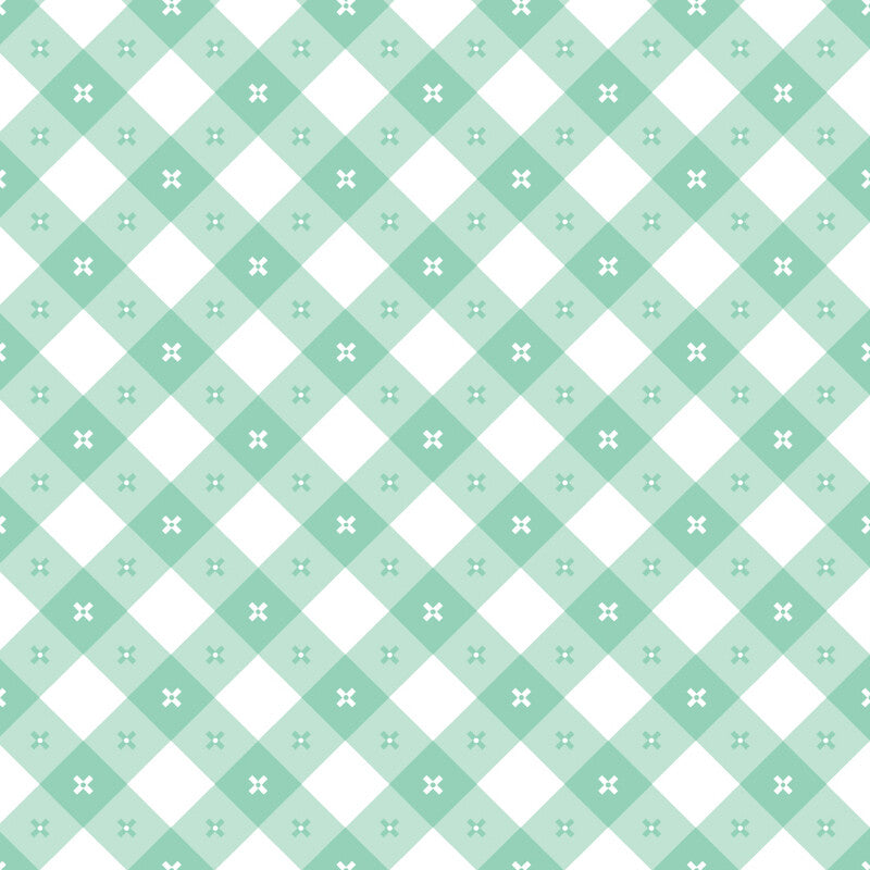 Poppie Cotton | Gingham Picnic | Cool Pool Mint