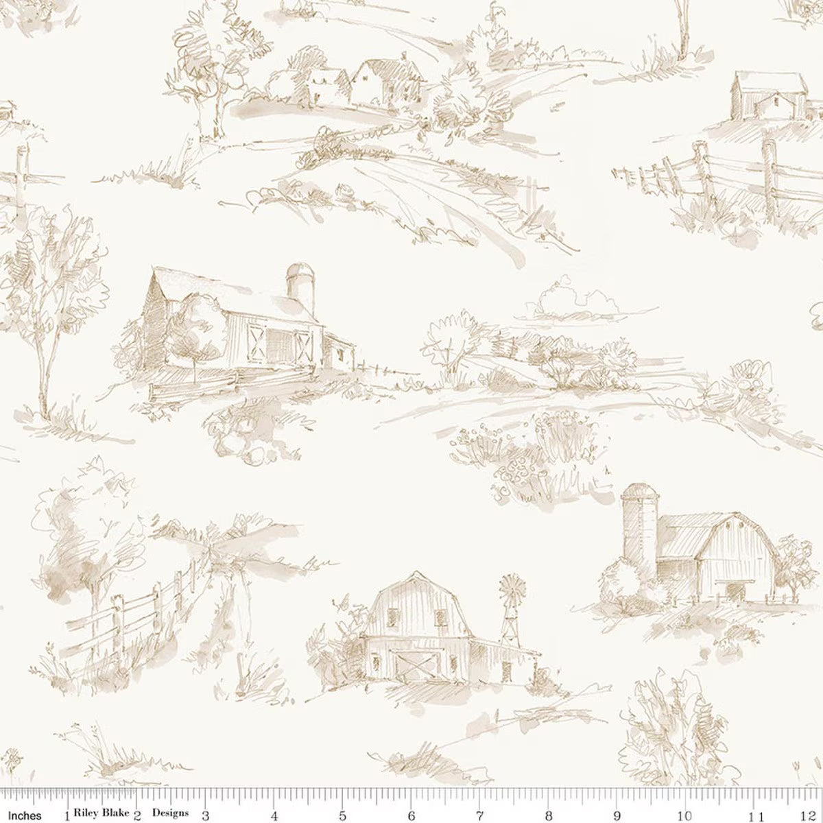 Riley Blake| Wide Back Countryside Scenery | Sand | 3 Yard Cut X 108” | Lisa Audit
