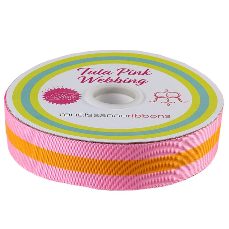 Webbing | Tula Pink | 1 1/2" | Striped Nylon | Pink/Orange