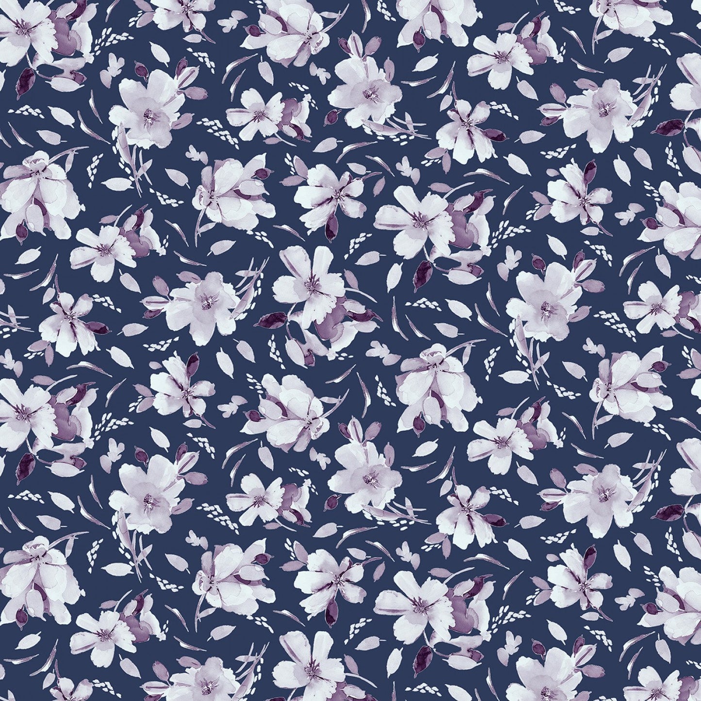 P&B Textiles | Meadow at Dusk | 5535-DB | Flower Toss Dark Blue