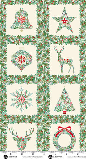 Andover | Good Tidings | Squares Cream | Makower UK