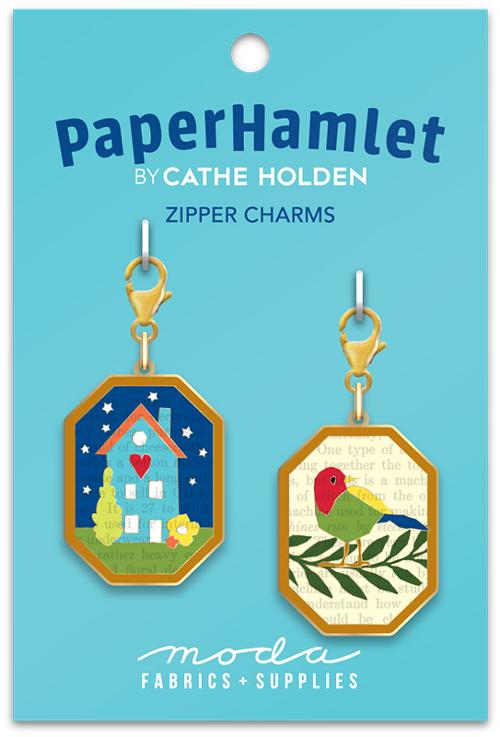Moda | Cathe Hamlet | Paper Hamlet | 2 pc Zipper Charms