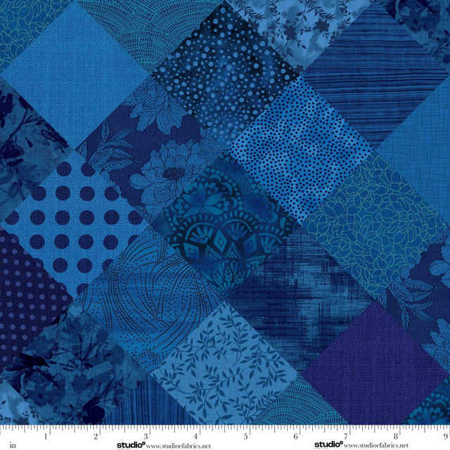 Studio E Fabrics | Meow Mix | Cheater Patch | Royal Blue | E-8955-77 | Timna Tarr