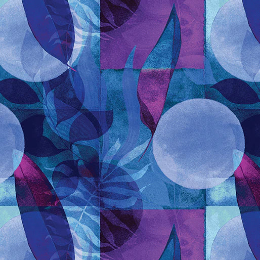 Benartex | Prismatic Leaves | Indigo Multi