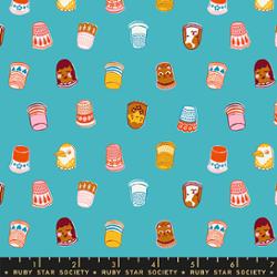 Ruby Star Society 1 800 Notion Thimbles Turquoise quilting cotton fabric RS5211 15