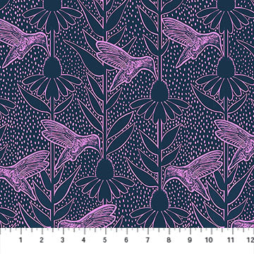 Anna Maria Textiles | Indelible Ink | Humming | Navy