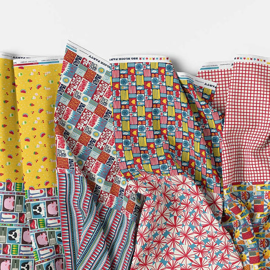 Paintbrush Studio Fabrics | BBQ Block Party | Flat Fat Stack 8 PC (Blue)