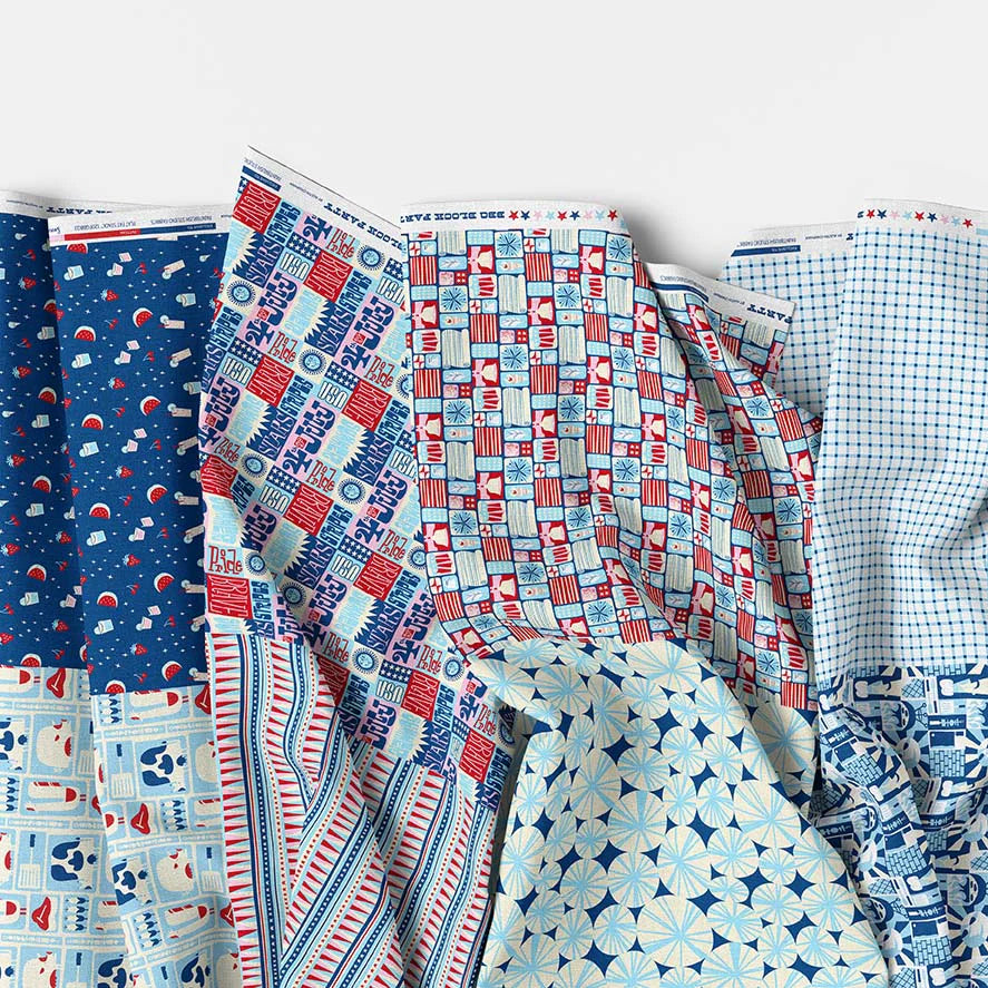 Paintbrush Studio Fabrics | BBQ Block Party | Flat Fat Stack 8 PC (White)