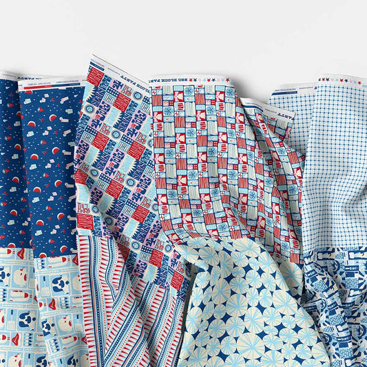 Paintbrush Studio Fabrics | BBQ Block Party | Flat Fat Stack 8 PC (White)