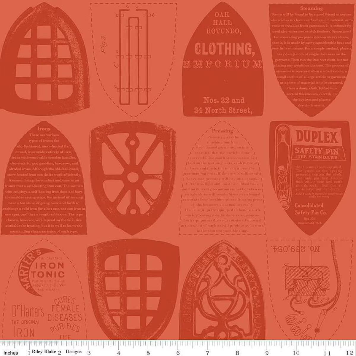 Riley Blake | Press On | Iron Plates | Red | J Wecker Frisch