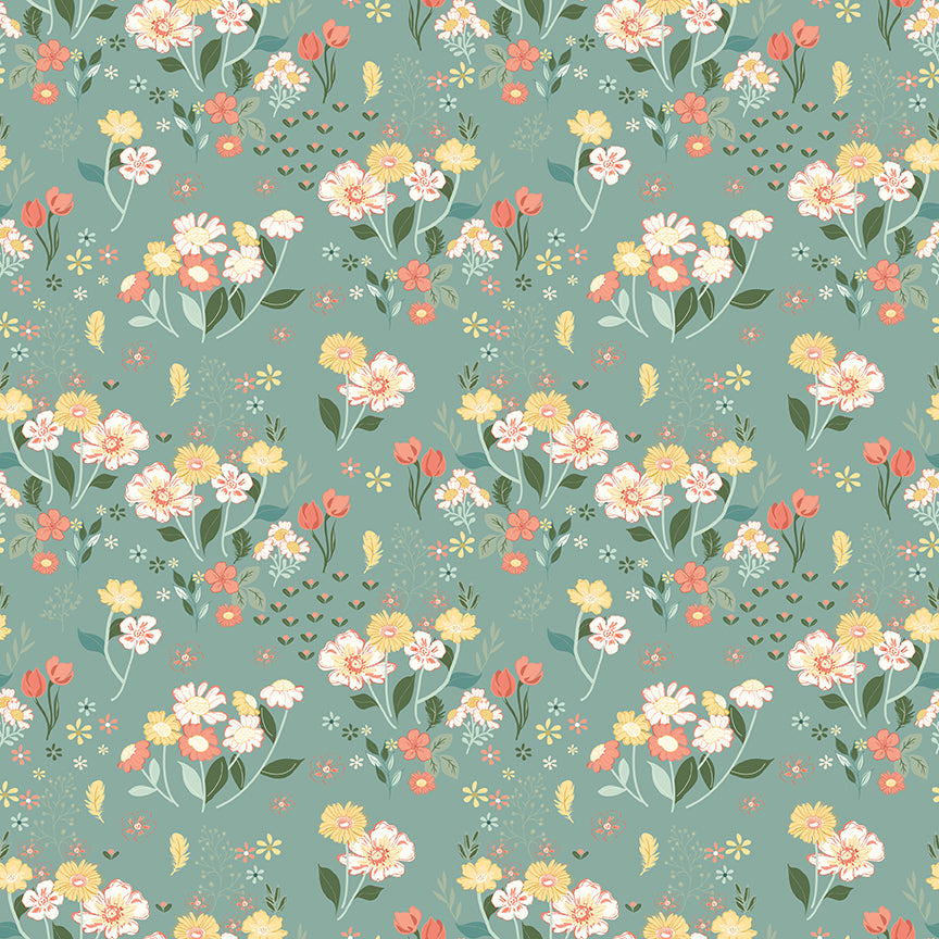 Riley Blake | New Beginnings | Floral | Teal | Sandy Gervais
