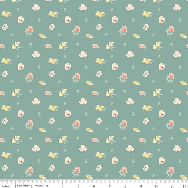 Riley Blake | New Beginnings | Sweet Peas | Teal