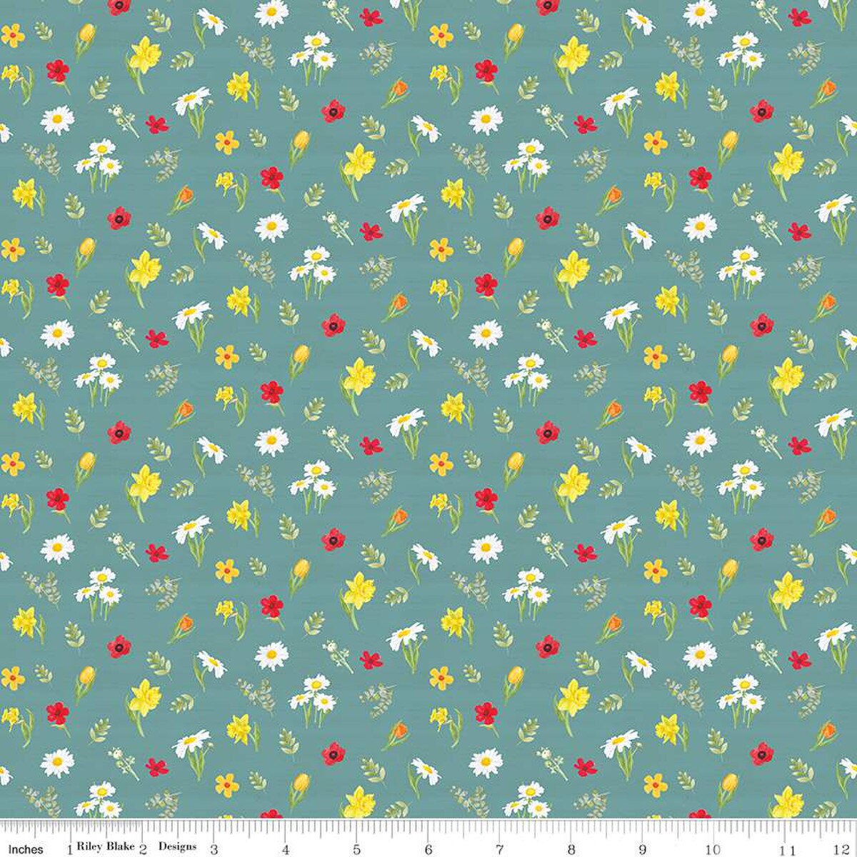 Riley Blake | Covered Bridges | Flowers | Aqua