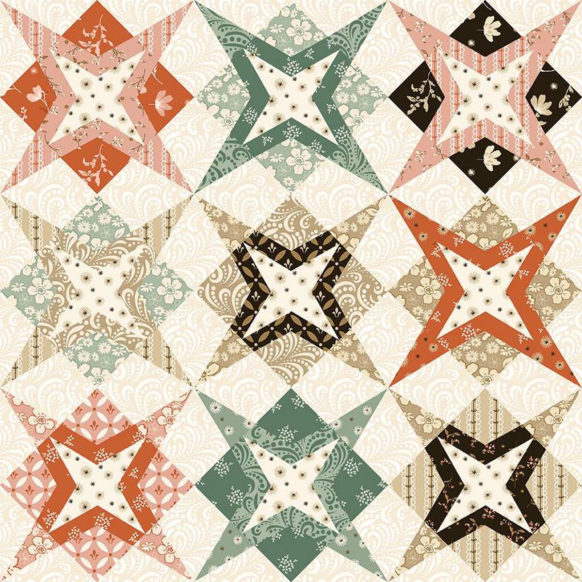 Riley Blake | Morning Latte | Star Cheater Print | Multi | Sandy Gervais