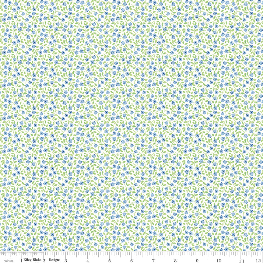 Riley Blake Designs | Traditional 30's | Flowers Blue | C18242-BLUE