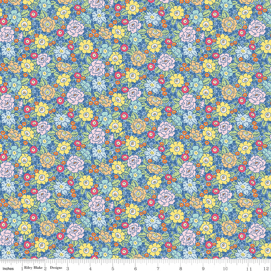 Riley Blake Designs | Traditional 30's | Floral Blue | C18246-BLUE
