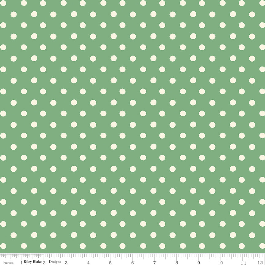 Riley Blake Cath Kidston Button Spot Green quilting fabric