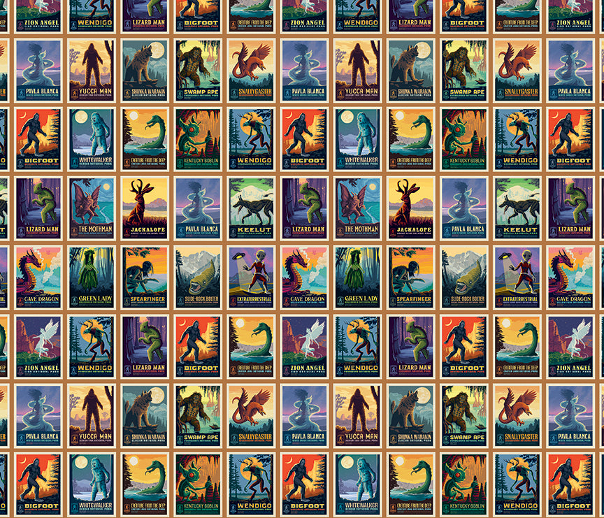 Riley Blake Designs | Legends of the National Parks | Postcards Sienna | Brown | CD13281-SIENNA