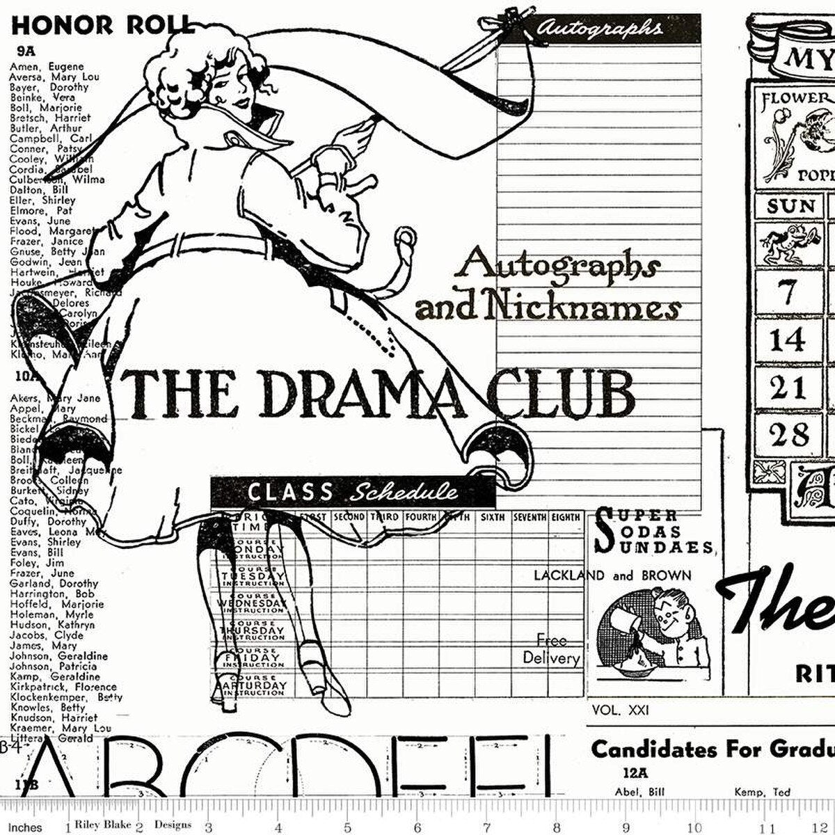 Riley Blake | Old School | Digitally Printed School Paper | White | J Wecker Frisch