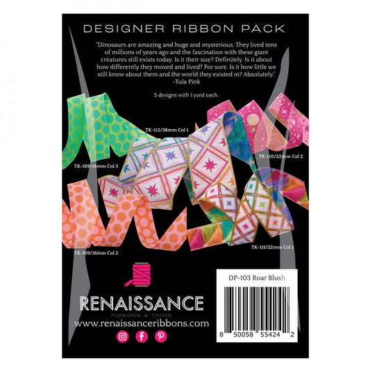 Tula Pink | Designer Ribbon Pack | Roar | Blush