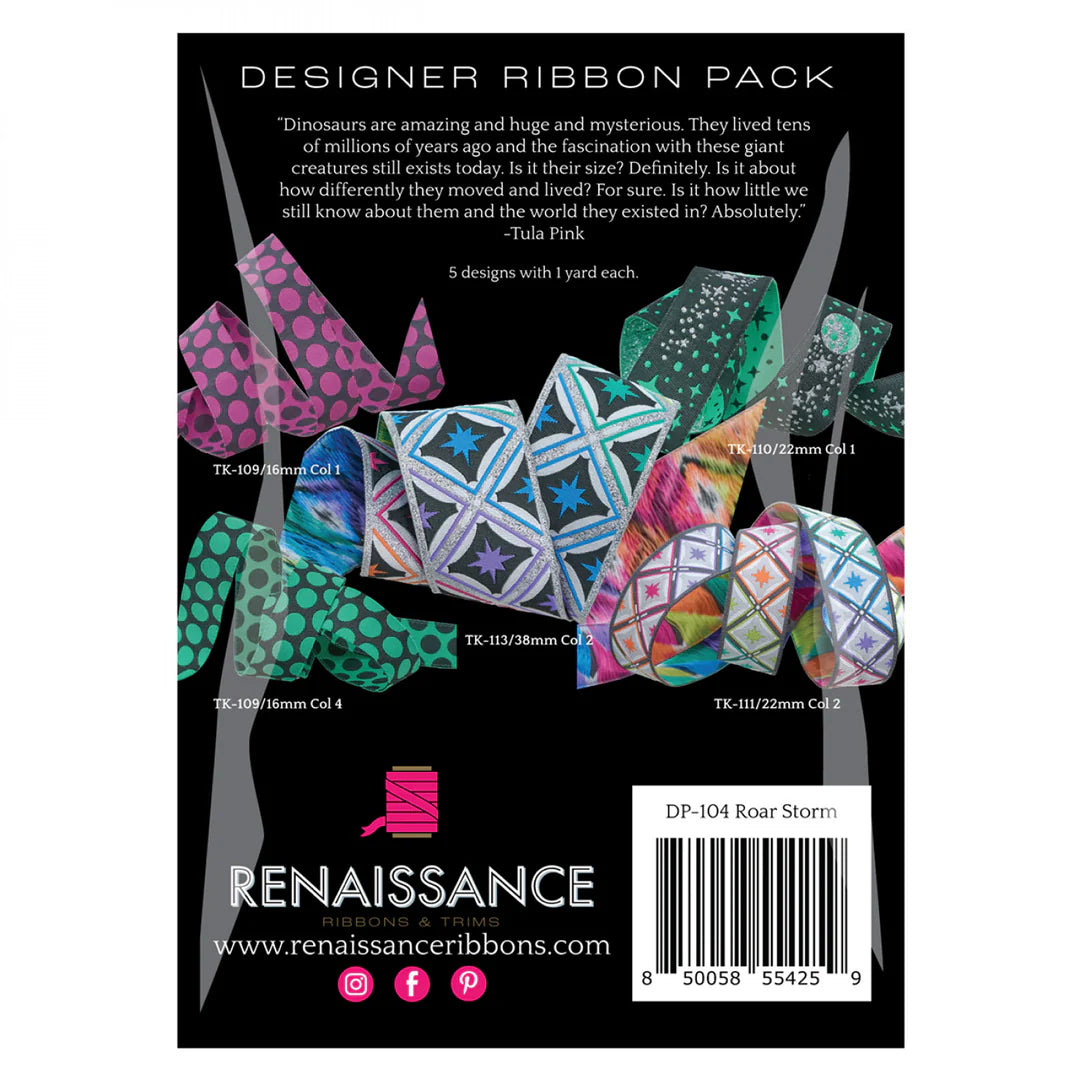 Tula Pink | Designer Ribbon Pack | Roar | Storm