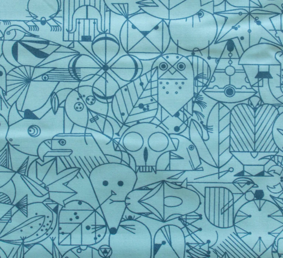 Birch Fabric | Charley Harper | End Papers | Blue Raspberry | Poplin Fabric
