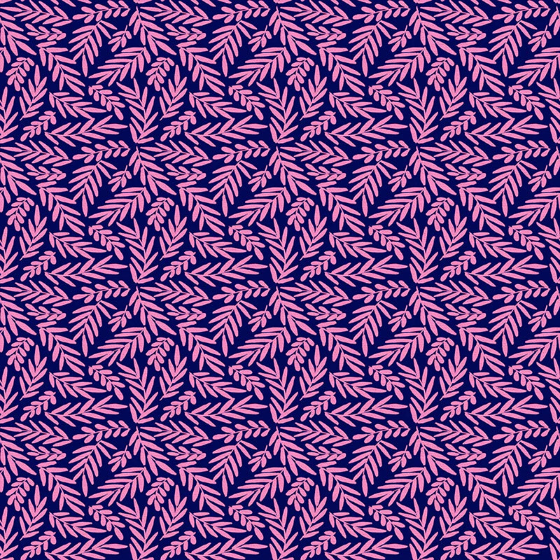 Paintbrush Studio | Vibrant Blooms Ferns | Navy