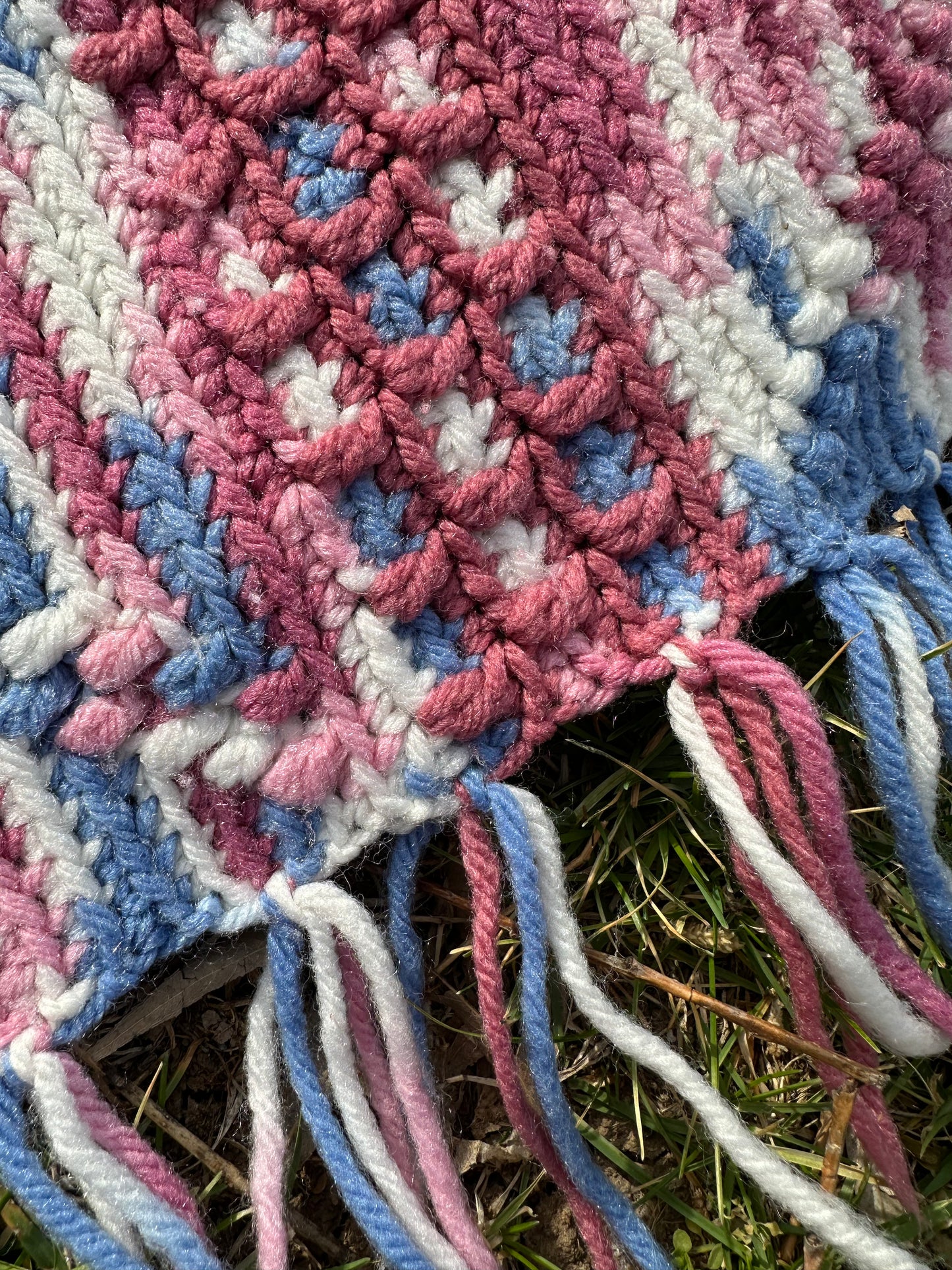 Handmade Afghan | Mauve, Pink, Blue and White | Curated Collection