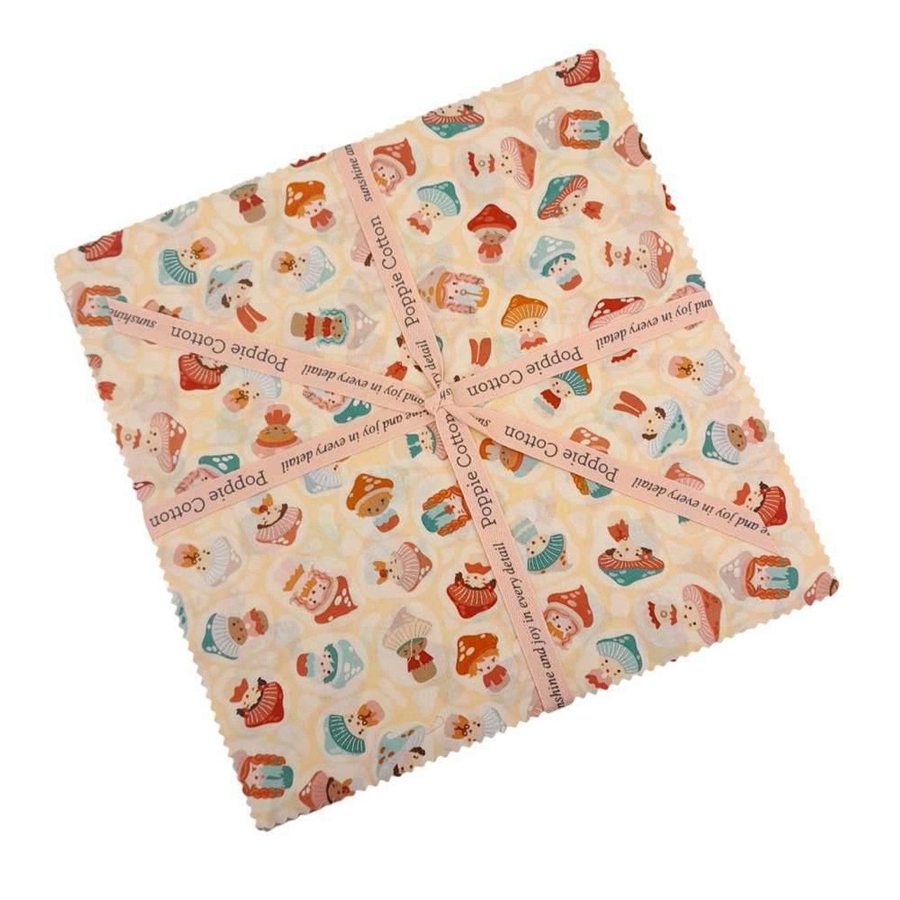 Poppie Cotton | Jill and Rani |Mushroom Blooms | 5" Charm Pack