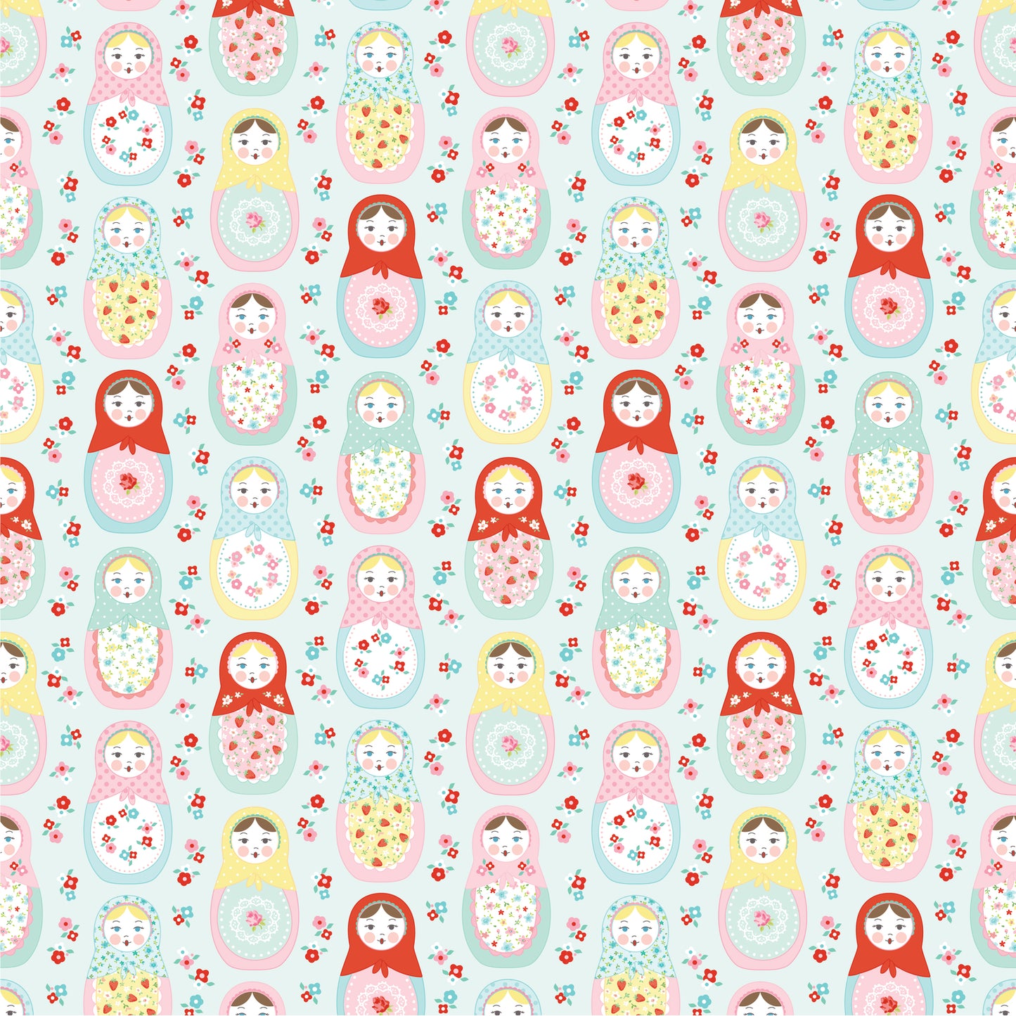 Poppie Cotton | Market Day | Nesting Dolls | Mint