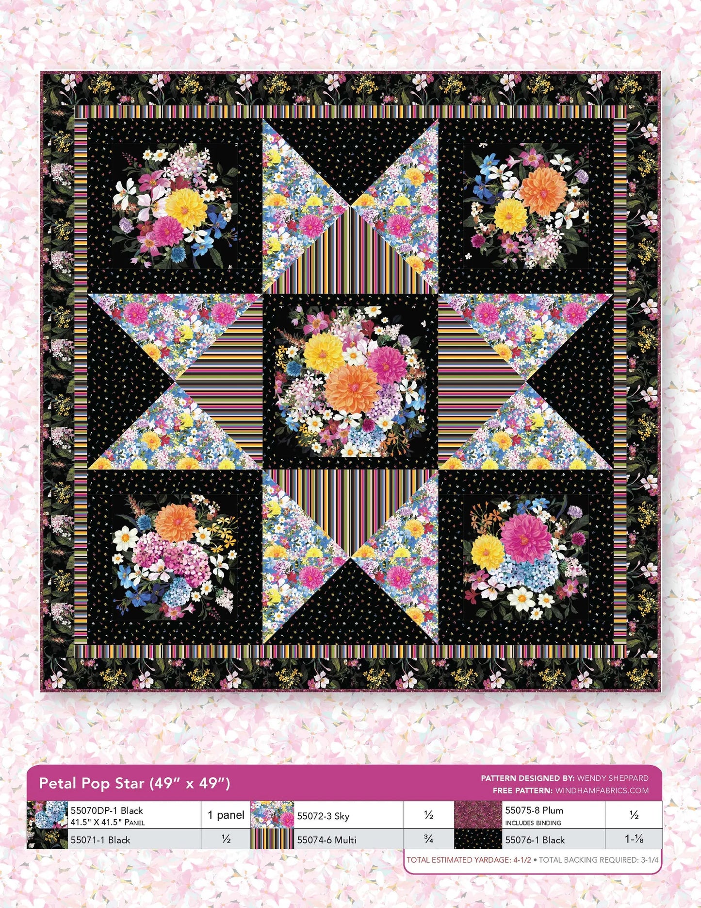 Quilt Kit | Petal Pop Star | Wendy Sheppard | 49" x 49"
