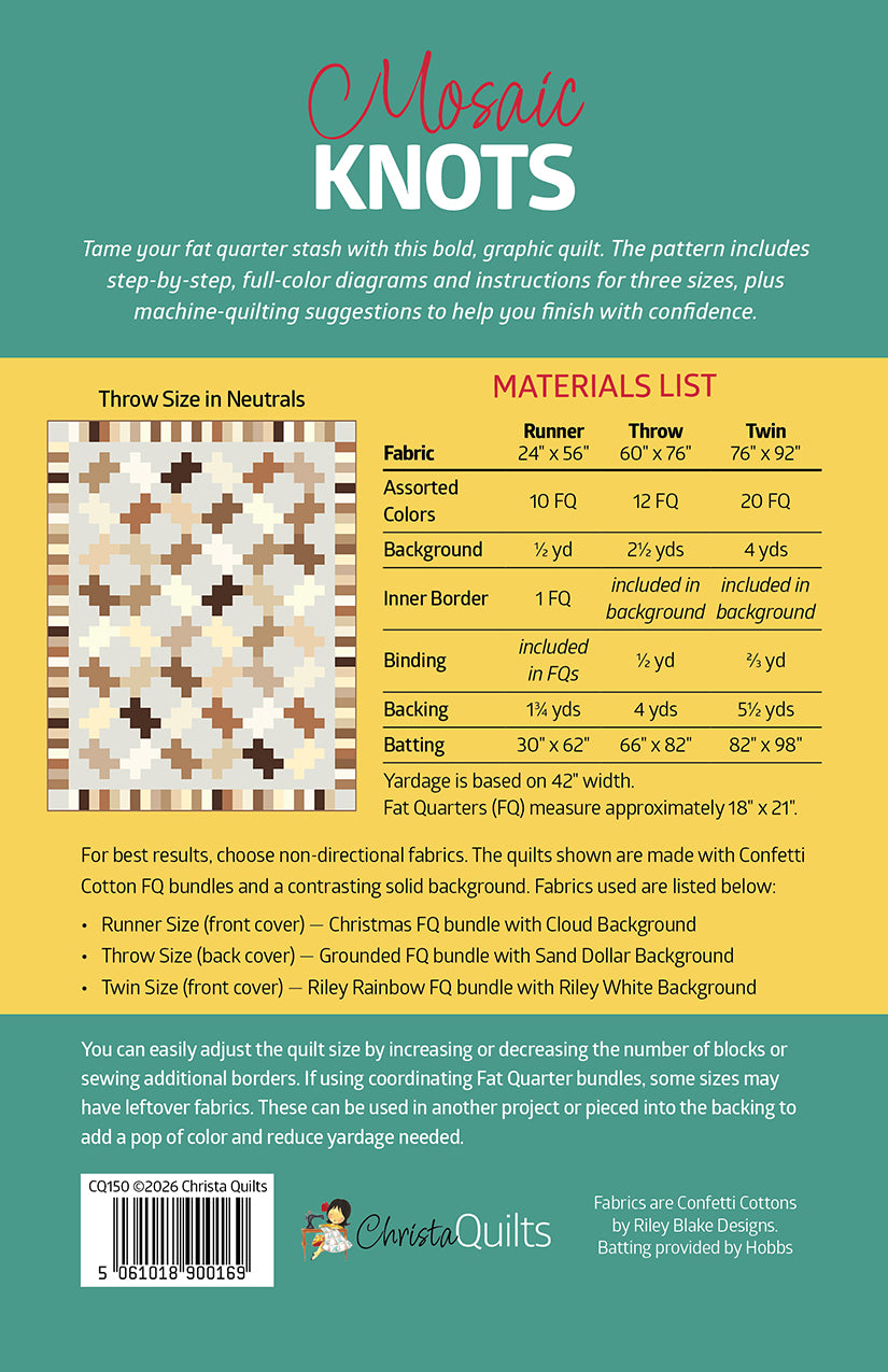 Riley Blake Designs | Christa Quilts | Mosaic Knots Quilt Pattern | P290-MOSAICKNOTS