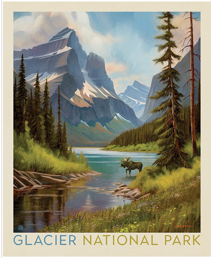 Riley Blake Designs | National Parks | National Parks 35 1/2" x 43 1/2" Glacier Poster Panel | PD19148-PANEL