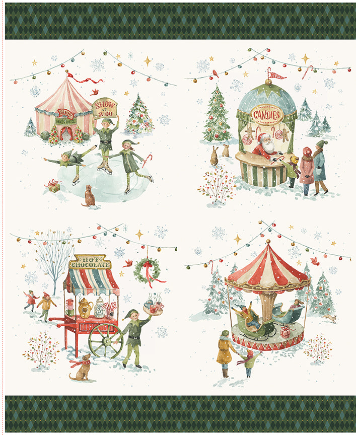 Riley Blake Designs | Santa's Fair | Santa's Fair 35 1/2" x 43 1/2" Pillow Panel | PD19207-PANEL