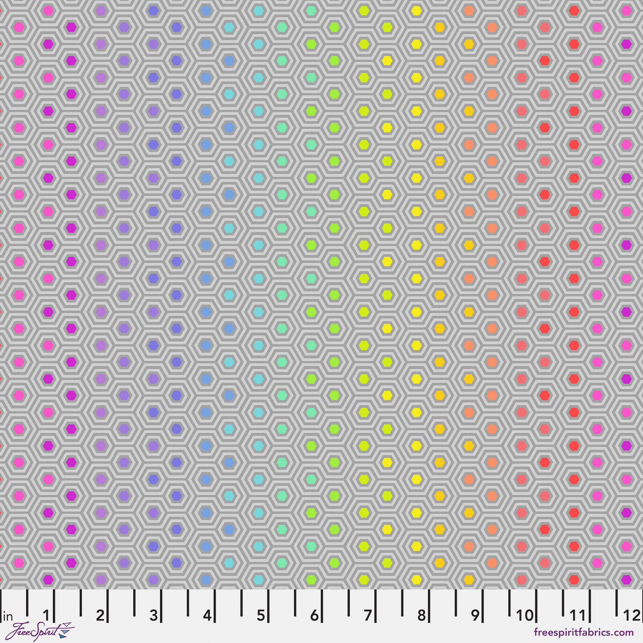 Hexy Rainbow - Dove Tula Pink True Colors FreeSpirit fabric