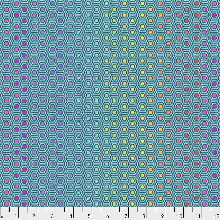 Hexy Rainbow - Peacock Tula Pink True Colors FreeSpirit fabric