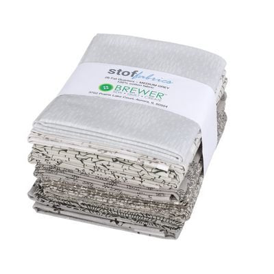 Stoffabrics (9) fat quarter bundle medium grey