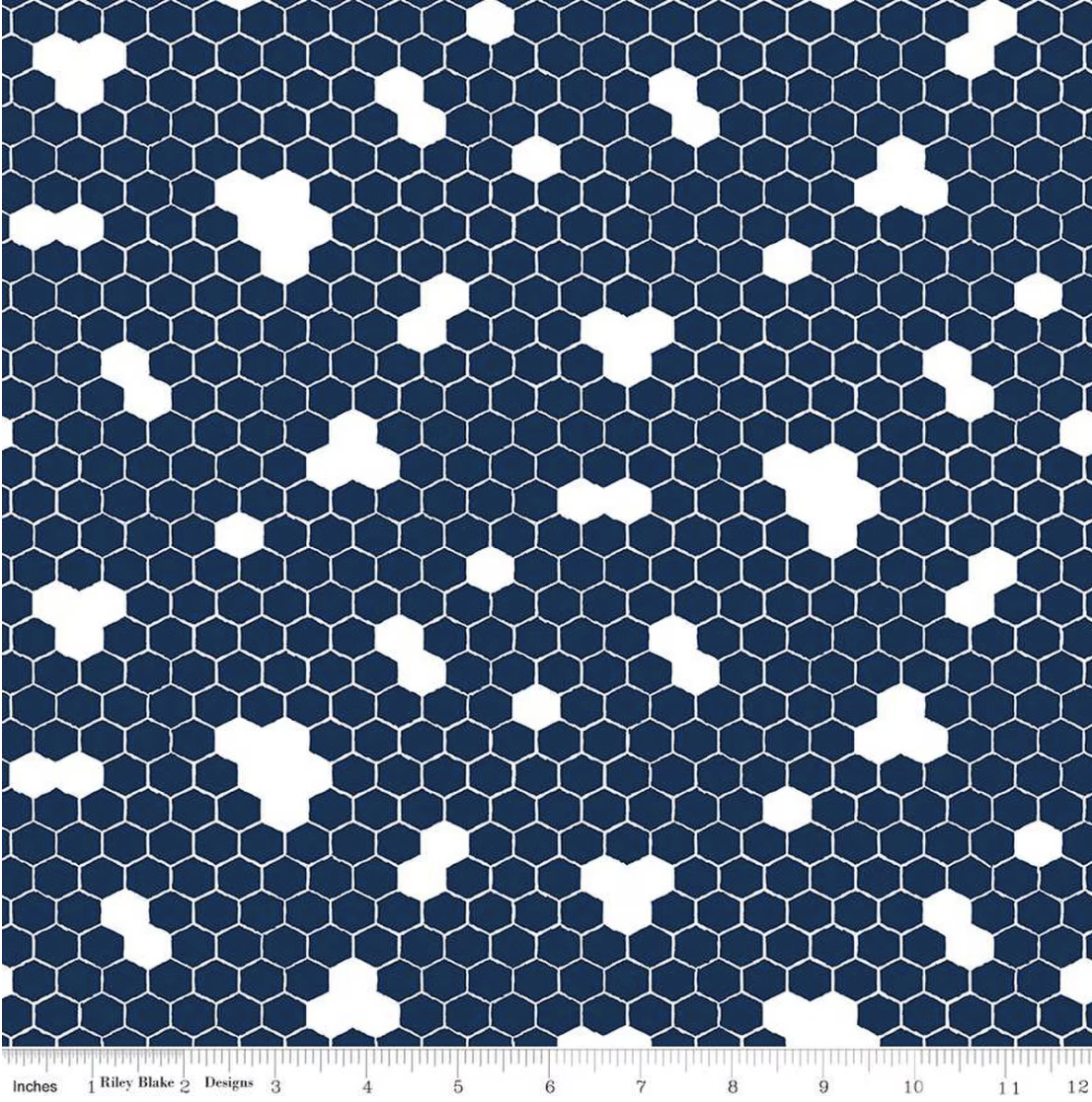 Riley Blake | Honey Bees & Flowers Please | Honeycomb | Navy | Tara Reed