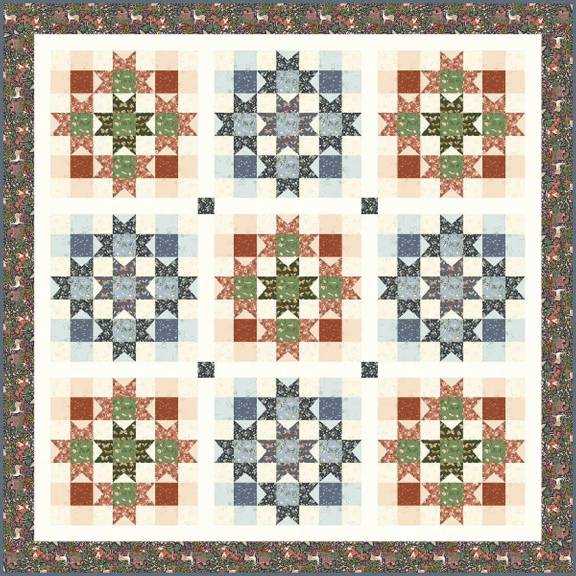 Free Pattern | Windham Fabrics | Canopy of Stars Quilt Pattern 88" X 88"