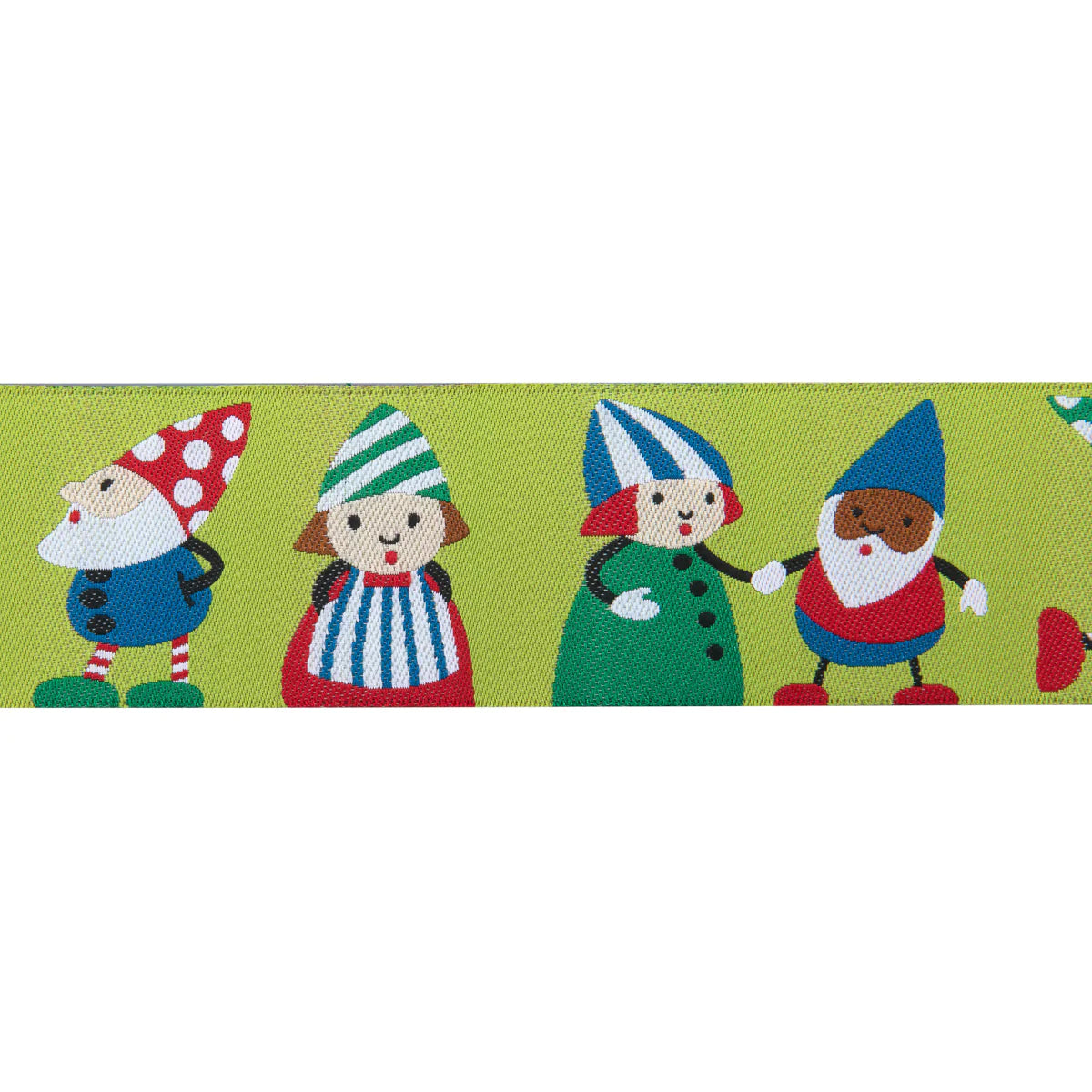 Ribbon | Gnomes on Green | Mary Engelbreit | 1 1/2" | Sold by the Yard